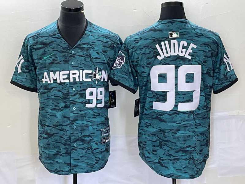 Men%27s New York Yankees #99 Aaron Judge Number Teal 2023 All star Cool Base Stitched Baseball Jersey->new york yankees->MLB Jersey
